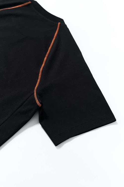 Chenille Graphic Loose T-Shirt - Black