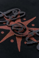 Chenille Graphic Loose T-Shirt - Black