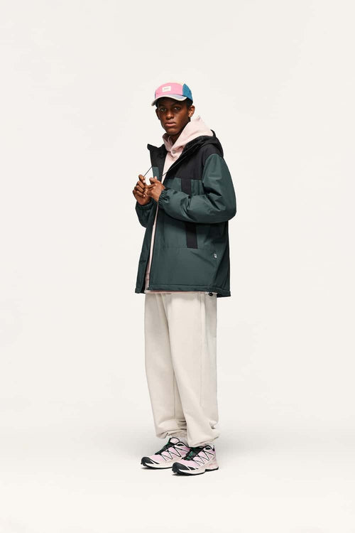 Insulated Hooded Panel Jacket - Green