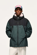 Insulated Hooded Panel Jacket - Green