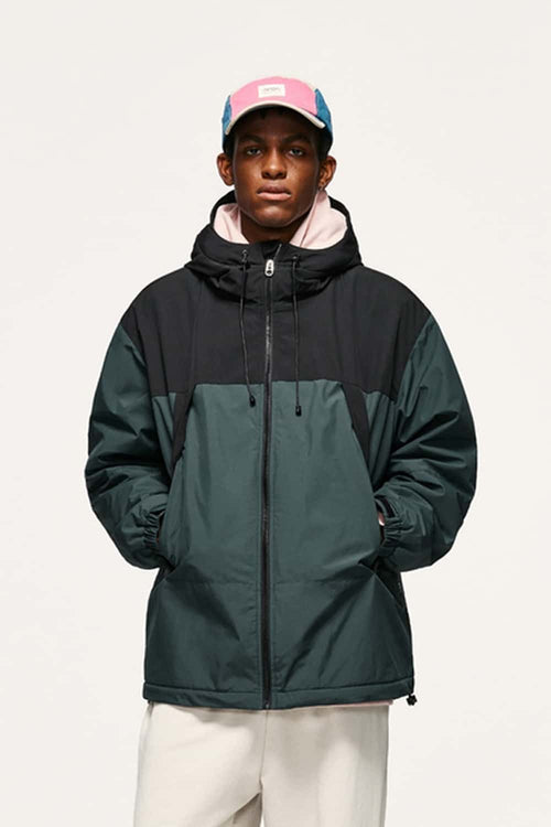 Insulated Hooded Panel Jacket - Green