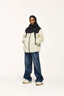 Insulated Hooded Panel Jacket - Sand