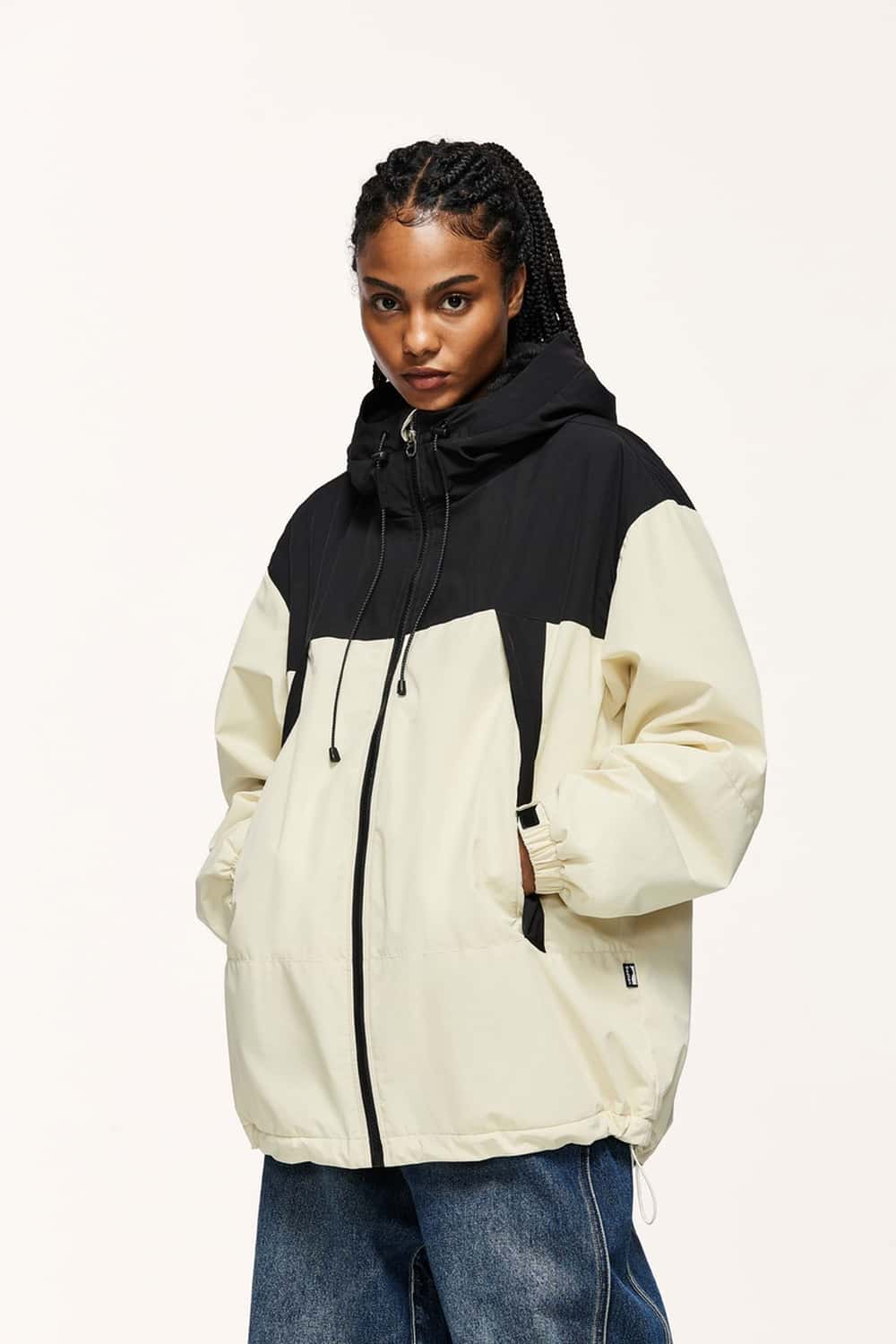 Insulated Hooded Panel Jacket - Sand