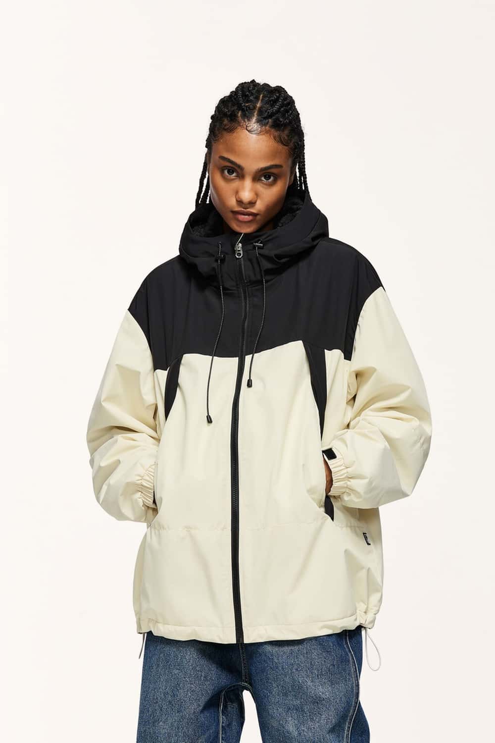 Insulated Hooded Panel Jacket - Sand