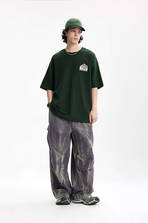 Puff Print Graphic T-Shirt - Green
