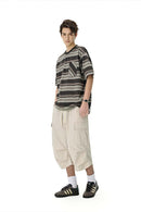 Loose Utility Cropped Cargo Pants - Apricot