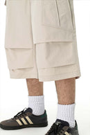Loose Utility Cropped Cargo Pants - Apricot
