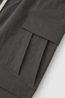 Loose Utility Cropped Cargo Pants - Dark Gray