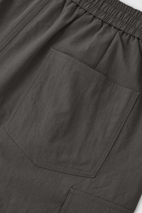 Loose Utility Cropped Cargo Pants - Dark Gray