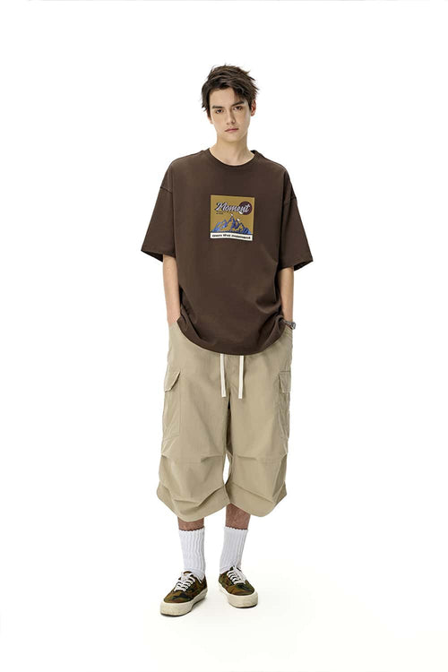 Loose Utility Cropped Cargo Pants - Light Khaki