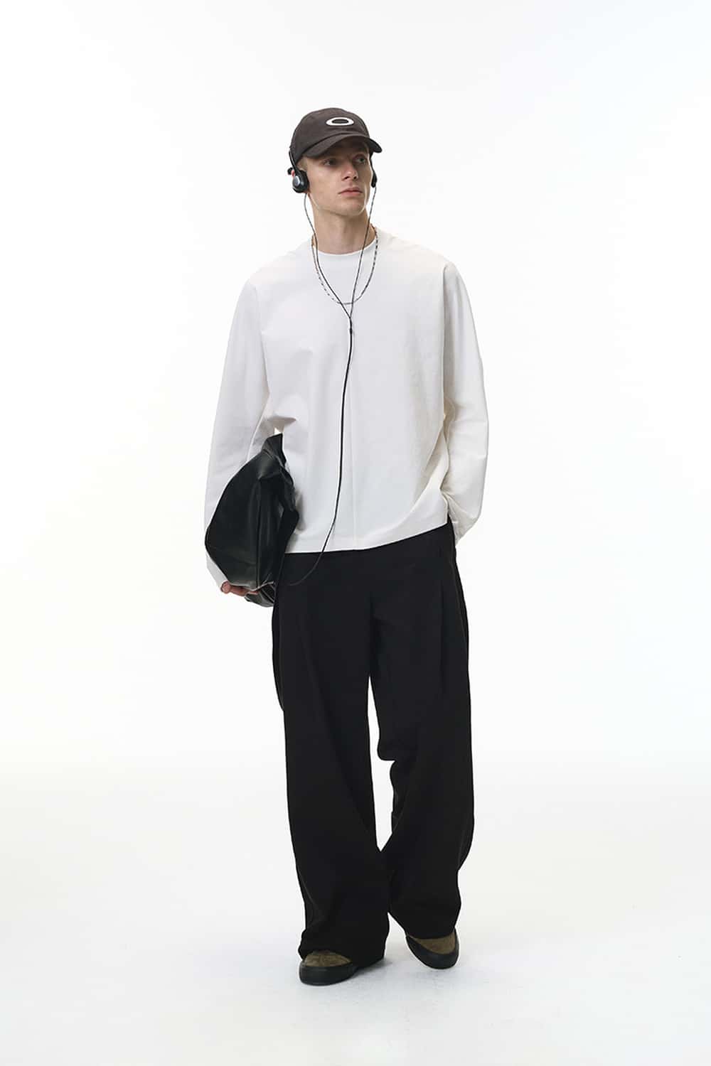Soft Drawstring Wide-Leg Pants - Active Black