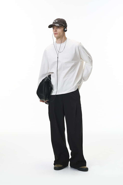 Soft Drawstring Wide-Leg Pants - Active Black