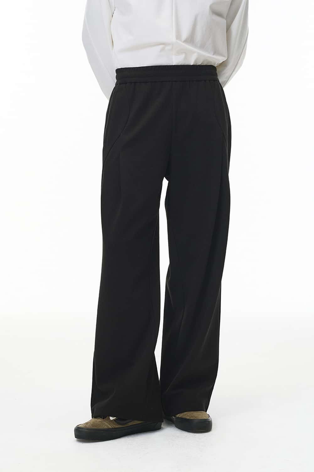 Soft Drawstring Wide-Leg Pants - Active Black