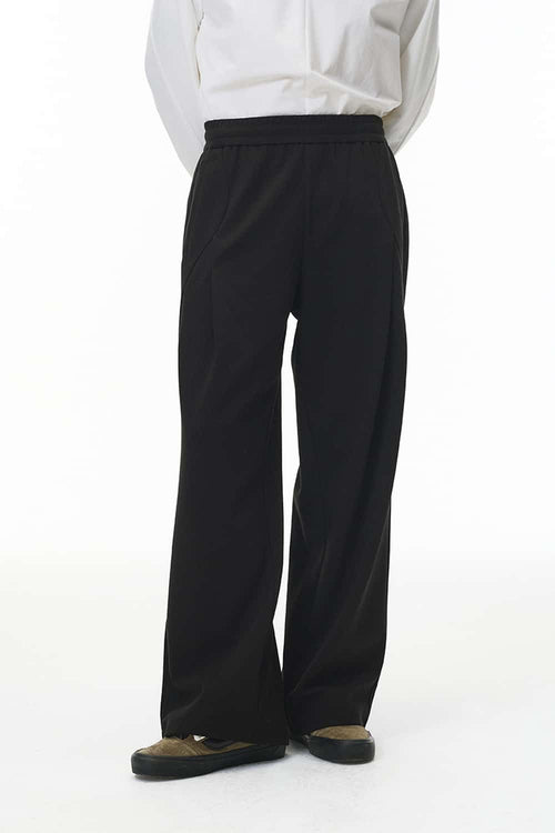 Soft Drawstring Wide-Leg Pants - Active Black