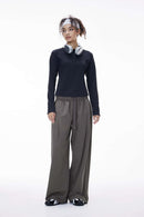 Soft Drawstring Wide-Leg Pants - Dark Gray