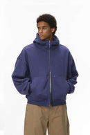 Boxy Fleece Zip Hoodie - Blue