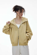 Boxy Fleece Zip Hoodie - Yellow