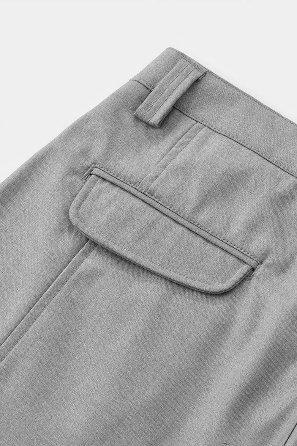 Curved Seam Wide-Leg Trousers - Gray