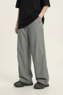 Curved Seam Wide-Leg Trousers - Gray