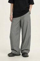 Curved Seam Wide-Leg Trousers - Gray