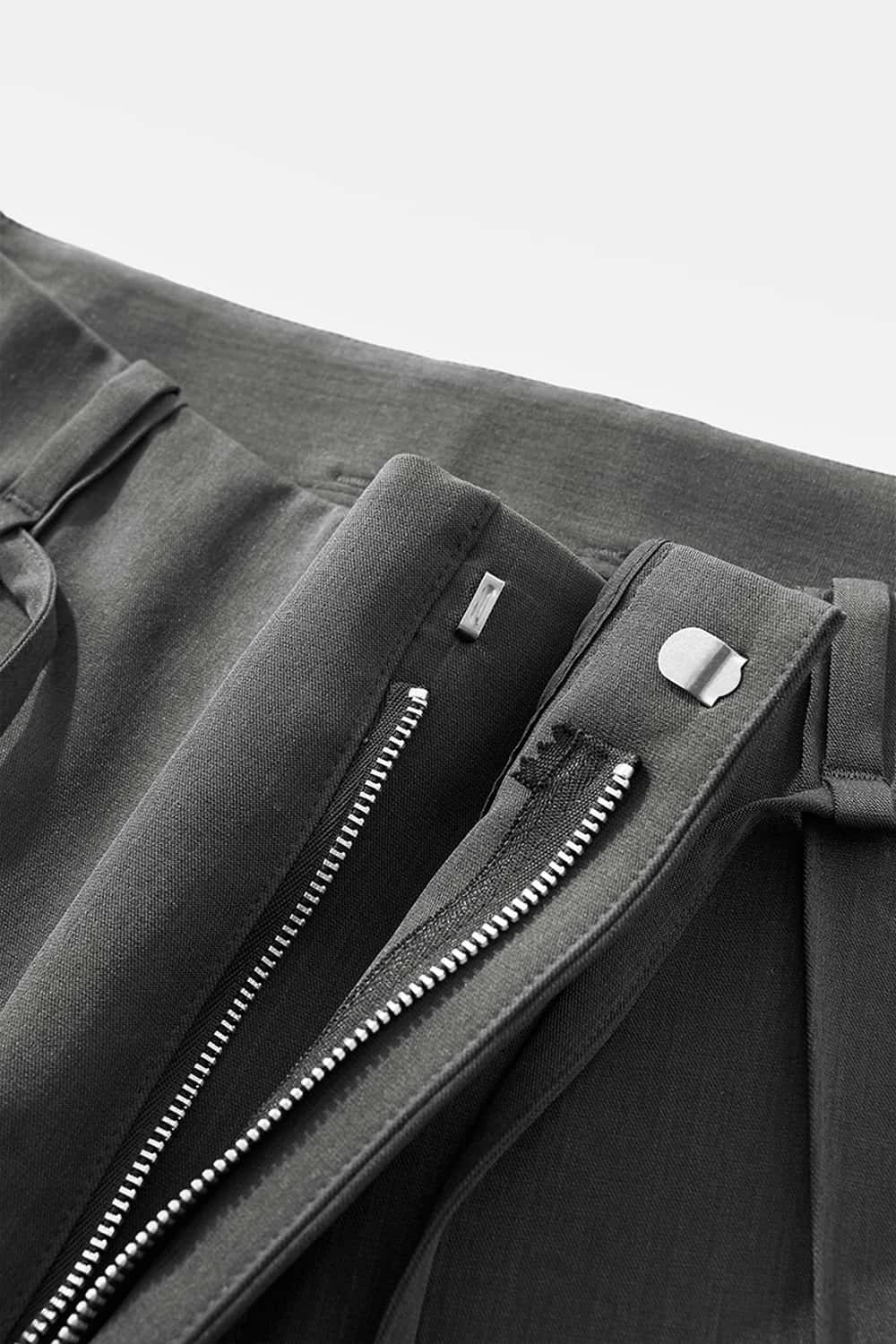 Belted Pleated Wide-Leg Trousers - Gray