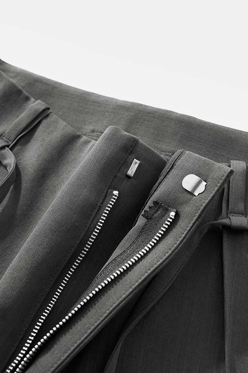 Belted Pleated Wide-Leg Trousers - Gray