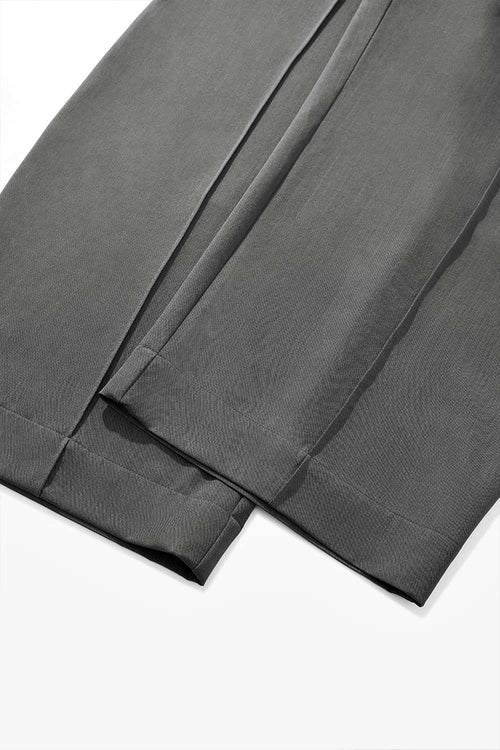 Belted Pleated Wide-Leg Trousers - Gray