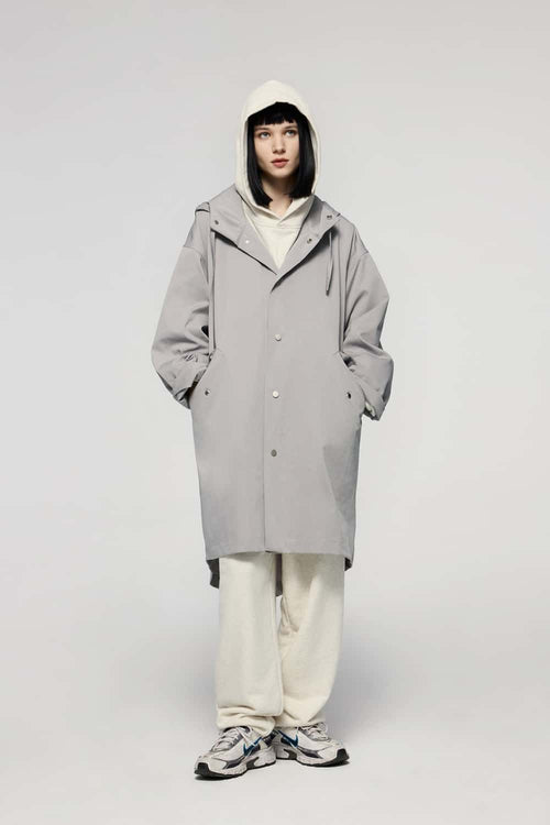Hooded Fishtail Utility Parka - Gray