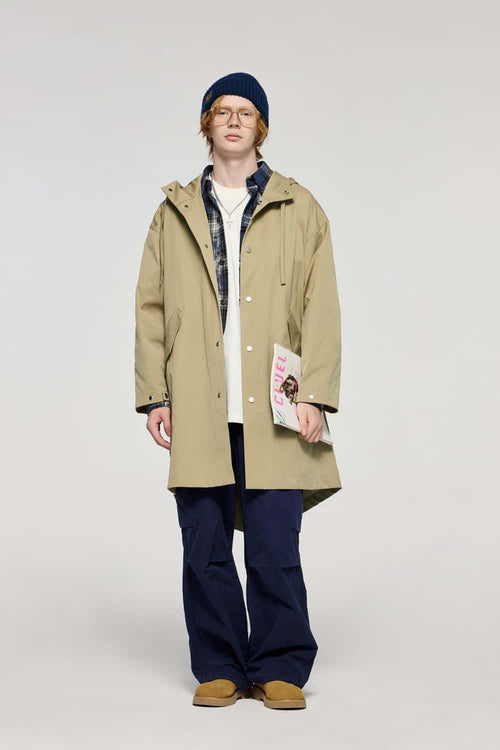 Hooded Fishtail Utility Parka - Khaki