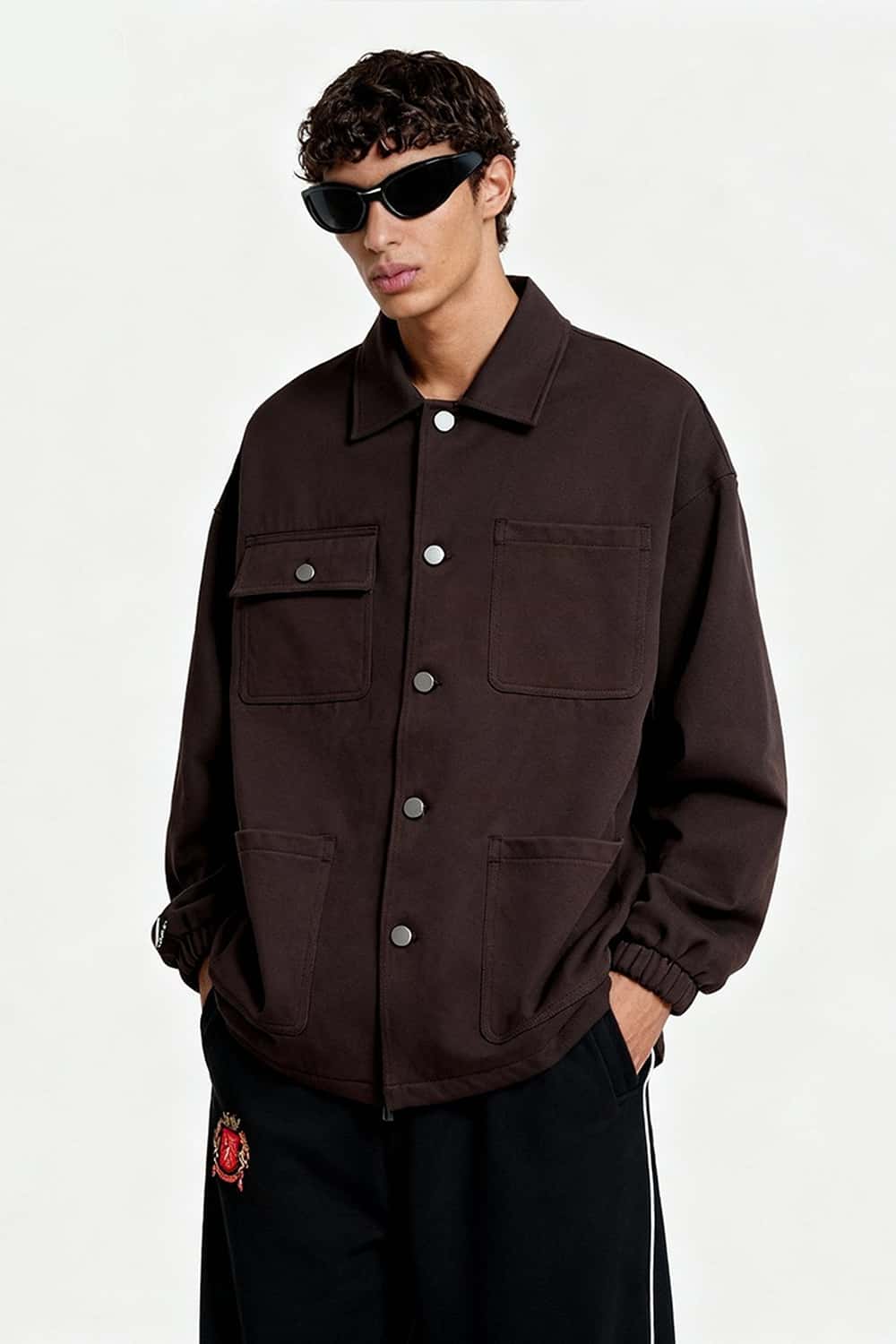Drawcord Hem Utility Work Jacket - Ebony Black