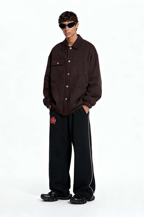 Drawcord Hem Utility Work Jacket - Ebony Black