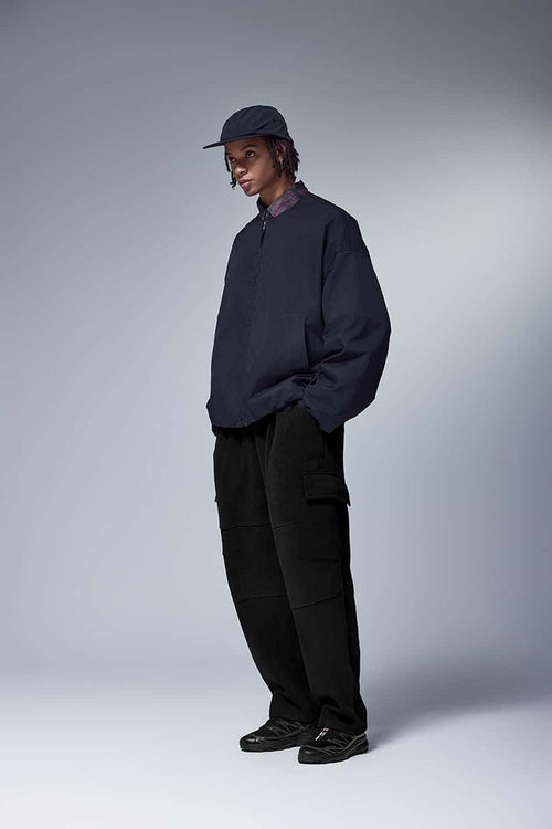 Fleece Cargo Straight Pants - Black