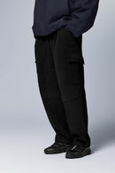 Fleece Cargo Straight Pants - Black