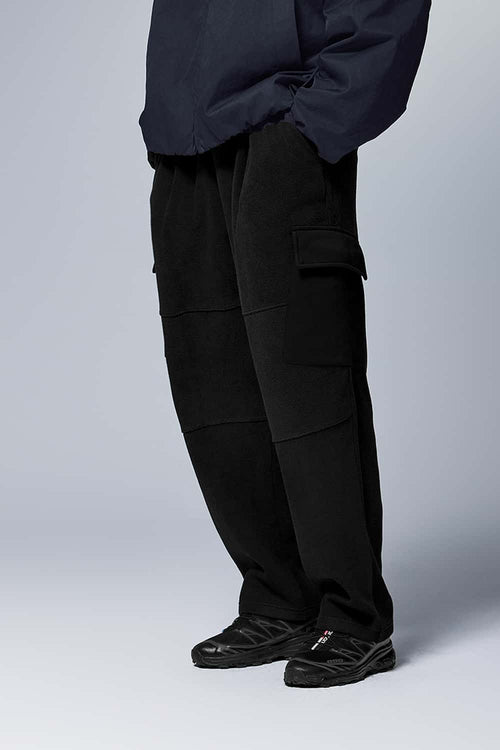 Fleece Cargo Straight Pants - Black