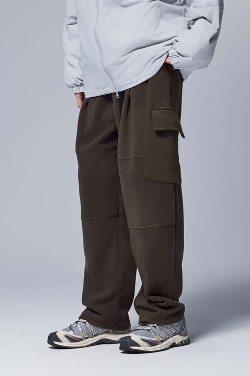 Fleece Cargo Straight Pants - Coffee