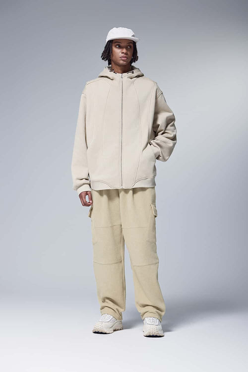 Fleece Cargo Straight Pants - Khaki