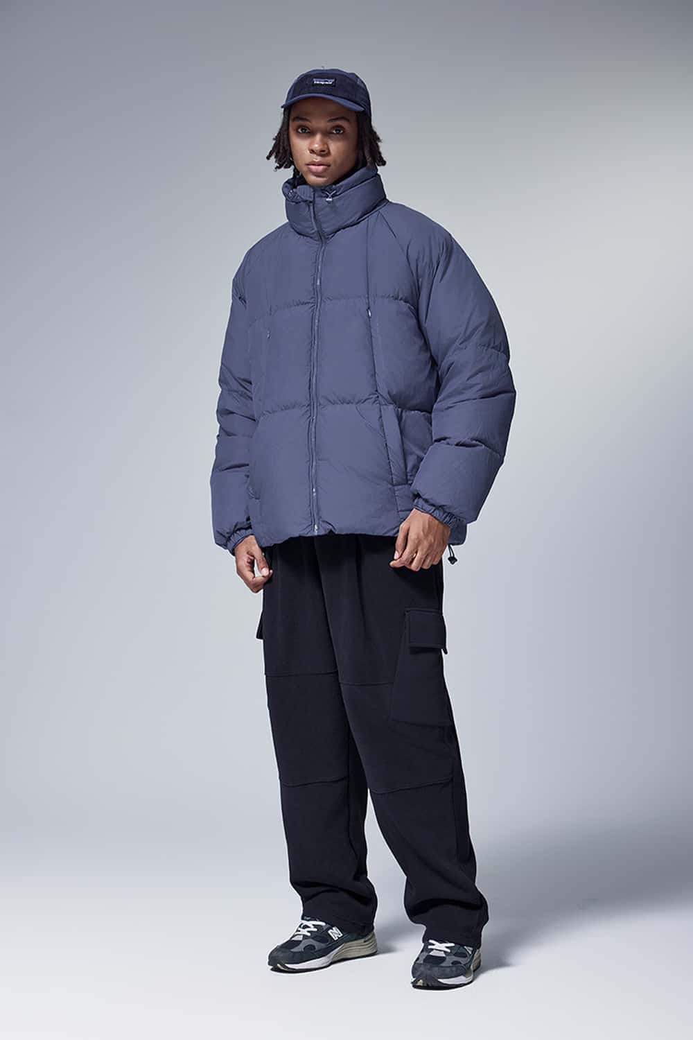 Fleece Cargo Straight Pants - Navy Blue