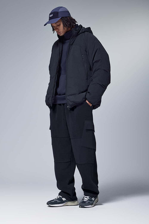 Fleece Cargo Straight Pants - Navy Blue