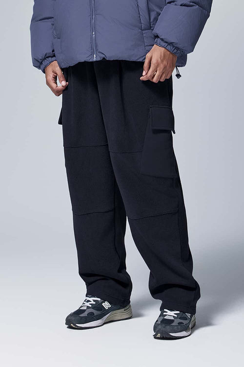 Fleece Cargo Straight Pants - Navy Blue