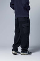 Fleece Cargo Straight Pants - Navy Blue