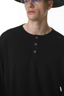 Relaxed Ribbed Henley Long Sleeve Tee - Black