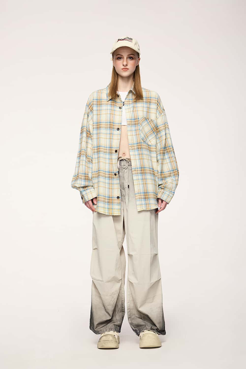 Washed Parachute Cargo Pants - Apricot