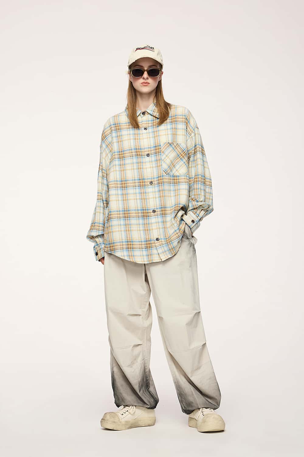 Washed Parachute Cargo Pants - Apricot