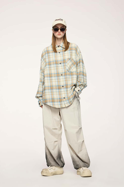 Washed Parachute Cargo Pants - Apricot