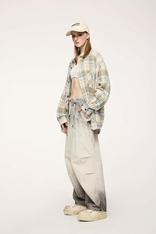 Washed Parachute Cargo Pants - Apricot