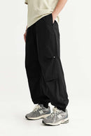 Washed Cargo Jogger Pants - Black