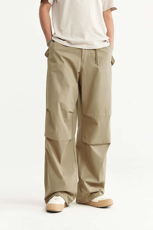 Washed Big-Pocket Cargo Pants - Khaki