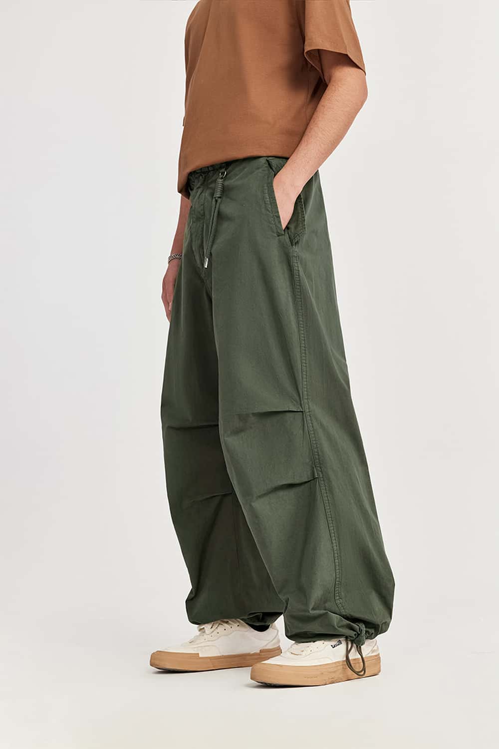 Washed Big-Pocket Cargo Pants - Military Green