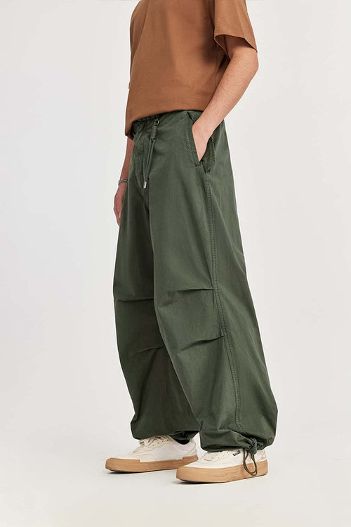 Washed Big-Pocket Cargo Pants - Military Green