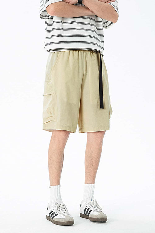 Water-Repellent Belted Hiking Shorts - Khaki